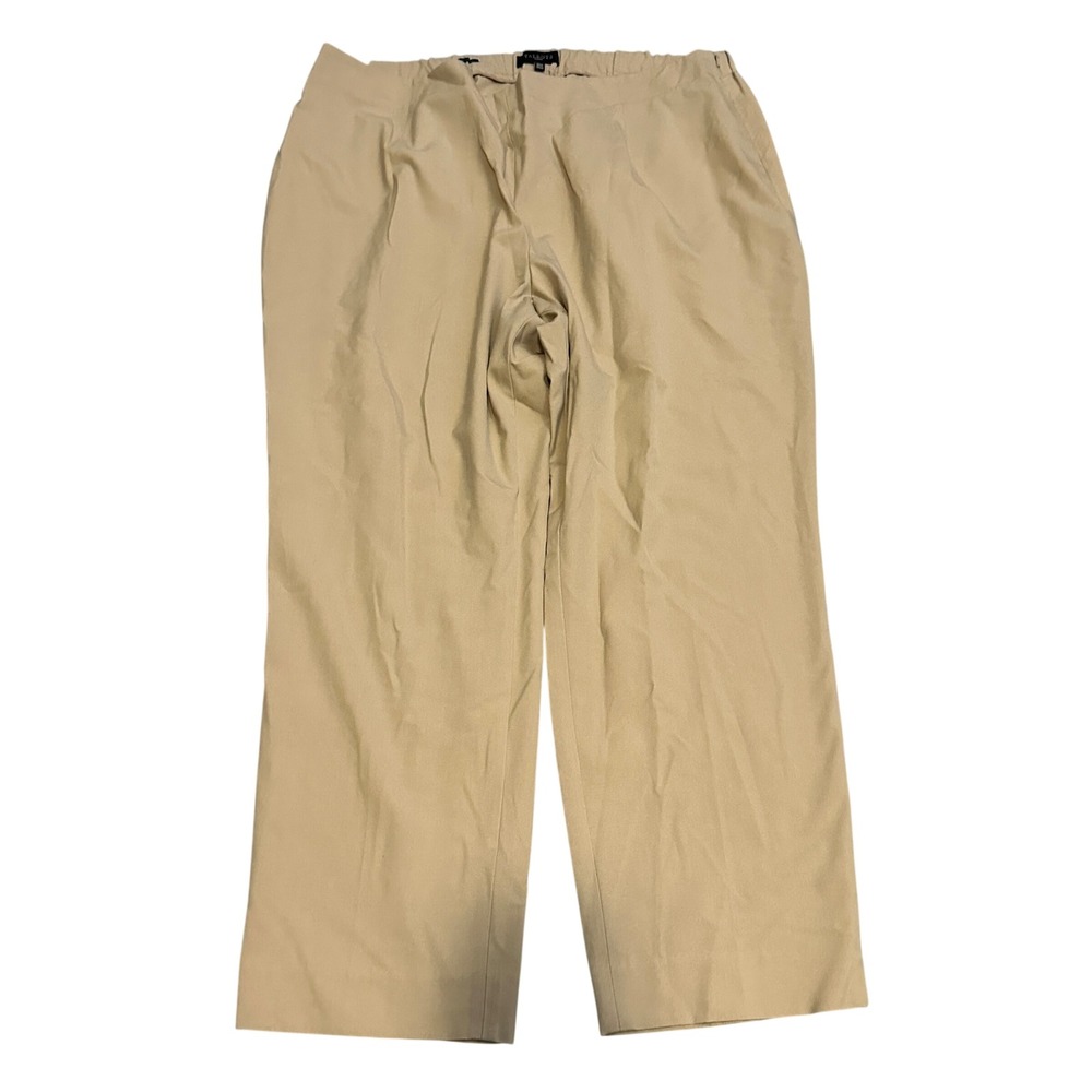 Talbots Woman Hollywood Pants 22W Tan Khaki‎ Side Zip Straight Leg Plus Size